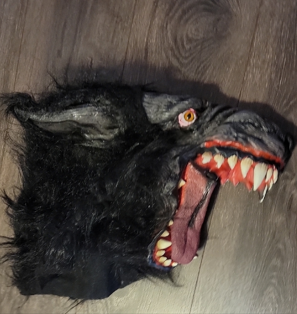 Realistic Wolf Mask with Black Fur